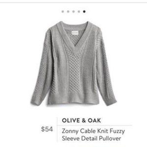 Olive & Oak Zonny Cable Knit Fuzzy Sleeve Pullover